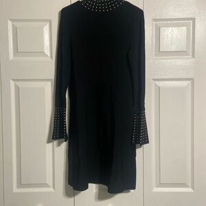 INC sweater dress with gold accents